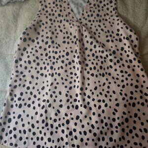 Pink with Black Polka Dot V-Neck Blouse | Medium